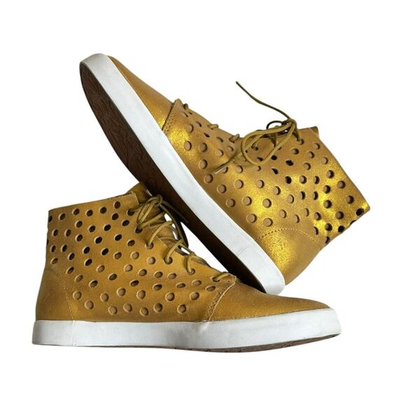 Volcom Damen Buzz Perforated Hi Top Sneakers Goldfarben Gold Dust Women’s 6.5 - Picture 5 of 11